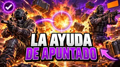 Dos soldados y una mira vacía con un arco violeta acercándose, miniatura de la guía de Call of Duty Mobile.