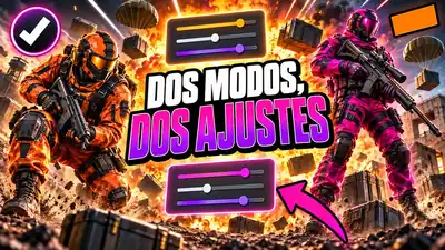 Dos soldados y dos paneles de ajustes separados, miniatura de la guía de Call of Duty Mobile.