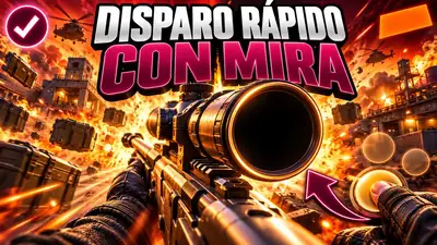 Una mira de francotirador con el ocular vacío sobre un fusil, con el fondo en llamas, miniatura de la guía de Call of Duty Mobile.