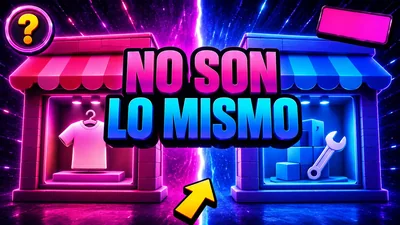 Dos tiendas enfrentadas: una con ropa y otra con herramientas de construcción